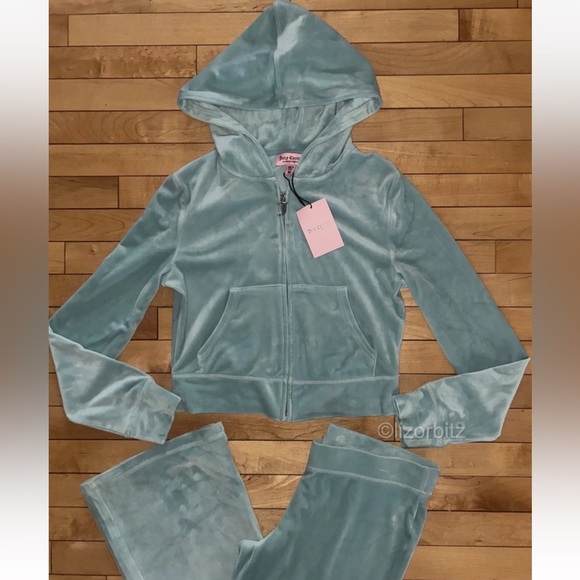Juicy Couture Pants - NEW! NWT JUICY COUTURE Velour OG Bling Tracksuit Set in Pastel Turquoise Size M
